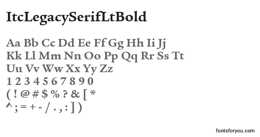 A fonte ItcLegacySerifLtBold – alfabeto, números, caracteres especiais