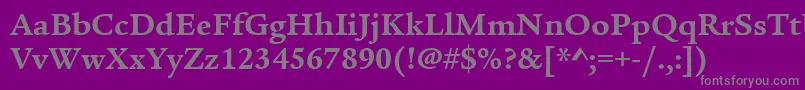 フォントItcLegacySerifLtBold – 紫の背景に灰色の文字