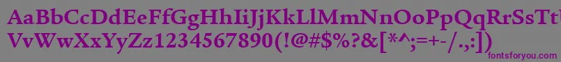 フォントItcLegacySerifLtBold – 紫色のフォント、灰色の背景