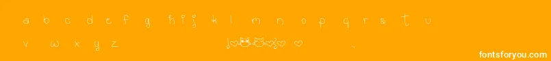 MtfHootyCoo-Schriftart – Weiße Schriften auf orangefarbenem Hintergrund