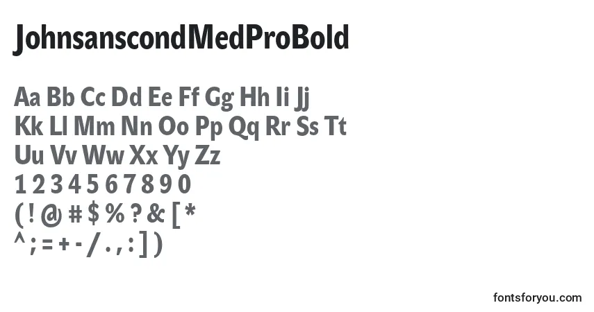Czcionka JohnsanscondMedProBold – alfabet, cyfry, specjalne znaki
