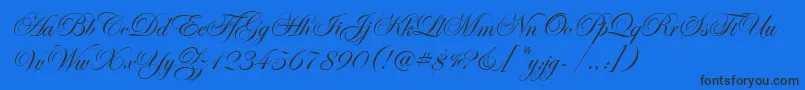 EseninScriptOne-Schriftart – Schwarze Schriften auf blauem Hintergrund