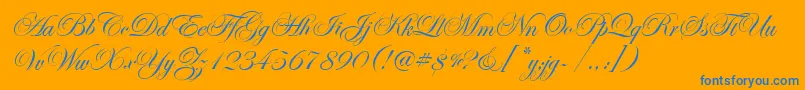 EseninScriptOne-Schriftart – Blaue Schriften auf orangefarbenem Hintergrund