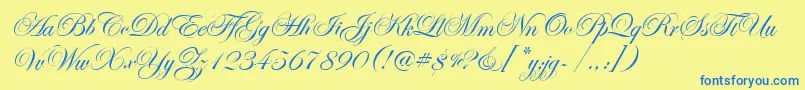 EseninScriptOne Font – Blue Fonts on Yellow Background