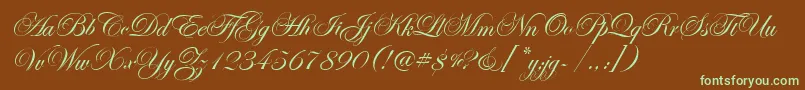 EseninScriptOne Font – Green Fonts on Brown Background