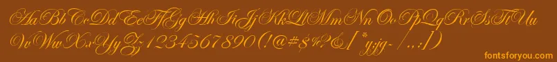 EseninScriptOne Font – Orange Fonts on Brown Background
