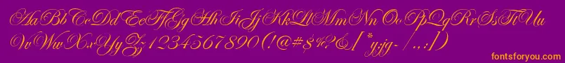 EseninScriptOne-Schriftart – Orangefarbene Schriften auf violettem Hintergrund