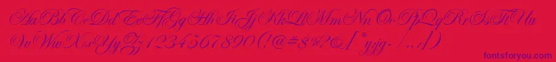 EseninScriptOne-fontti – violetit fontit punaisella taustalla