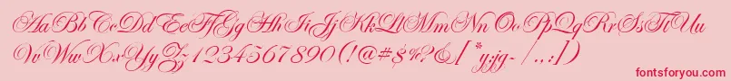 フォントEseninScriptOne – ピンクの背景に赤い文字