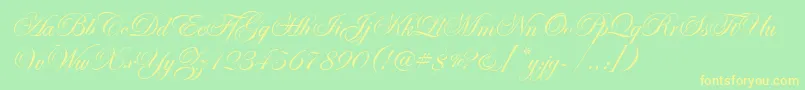 EseninScriptOne-Schriftart – Gelbe Schriften auf grünem Hintergrund