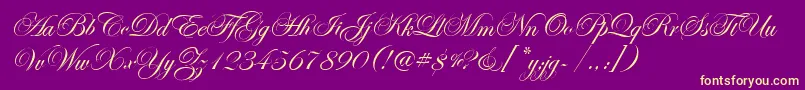 Weitere Informationen zur EseninScriptOne-Schriftart EseninScriptOne-Schriftart – Gelbe Schriften auf violettem Hintergrund