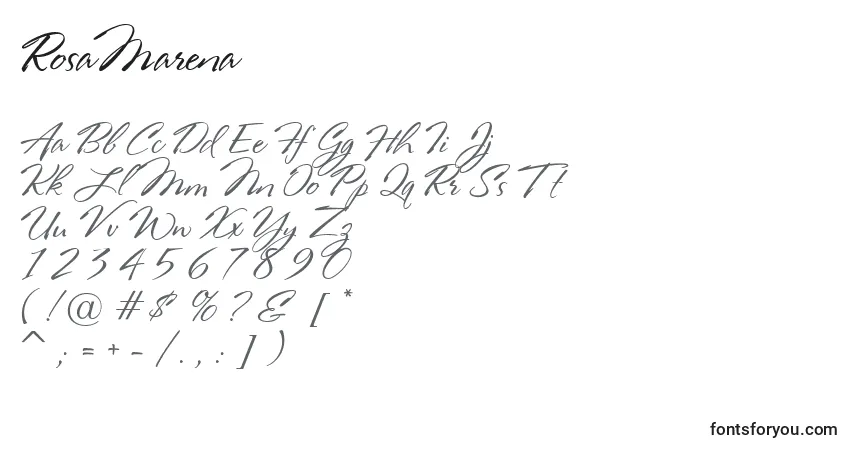 Schriftart RosaMarena – Alphabet, Zahlen, spezielle Symbole