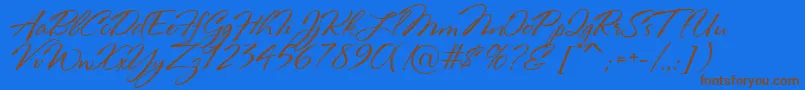 RosaMarena-Schriftart – Braune Schriften auf blauem Hintergrund