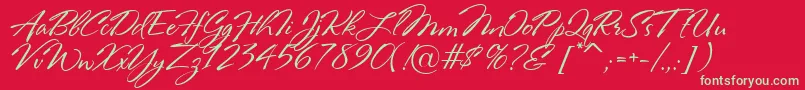 RosaMarena Font – Green Fonts on Red Background