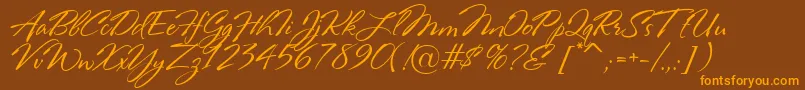 RosaMarena-Schriftart – Orangefarbene Schriften auf braunem Hintergrund