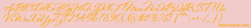 RosaMarena-Schriftart – Orangefarbene Schriften auf rosa Hintergrund