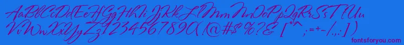 RosaMarena-Schriftart – Violette Schriften auf blauem Hintergrund