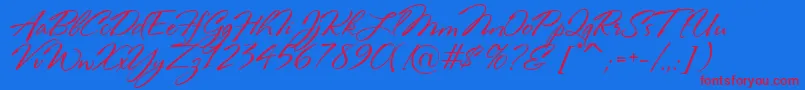 RosaMarena-fontti – punaiset fontit sinisellä taustalla