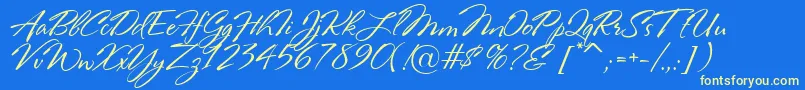 RosaMarena-Schriftart – Gelbe Schriften auf blauem Hintergrund