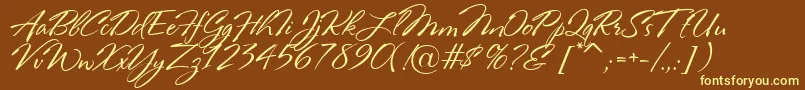 RosaMarena-fontti – keltaiset fontit ruskealla taustalla