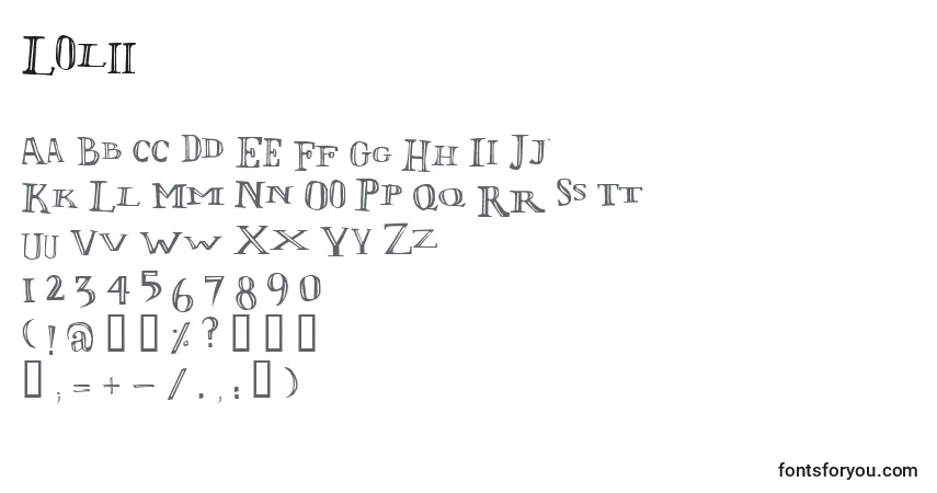 Schriftart Lolii – Alphabet, Zahlen, spezielle Symbole