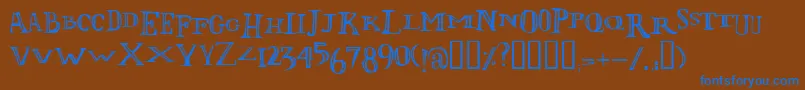 フォントLolii – 茶色の背景に青い文字