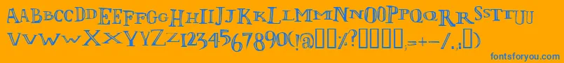 Lolii-Schriftart – Blaue Schriften auf orangefarbenem Hintergrund
