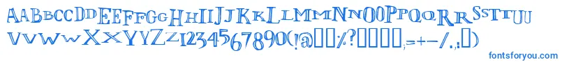Lolii-Schriftart – Blaue Schriften auf weißem Hintergrund