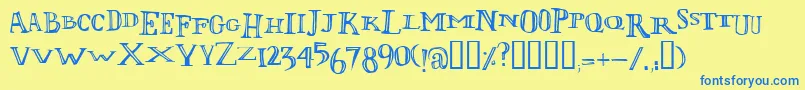 Lolii-Schriftart – Blaue Schriften auf gelbem Hintergrund