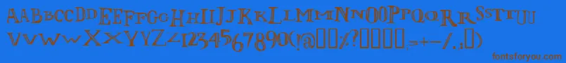 フォントLolii – 茶色の文字が青い背景にあります。