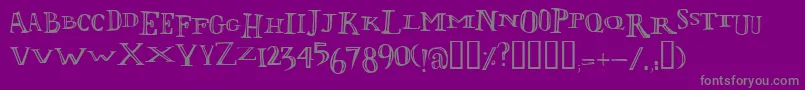 Lolii-fontti – harmaat kirjasimet violetilla taustalla