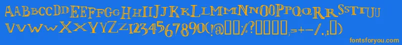 Lolii-Schriftart – Orangefarbene Schriften auf blauem Hintergrund
