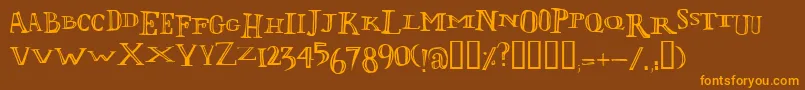 フォントLolii – オレンジ色の文字が茶色の背景にあります。