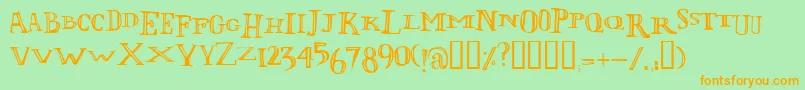 Lolii-Schriftart – Orangefarbene Schriften auf grünem Hintergrund
