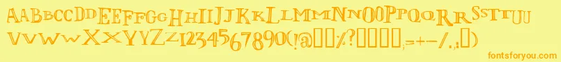 Lolii-Schriftart – Orangefarbene Schriften auf gelbem Hintergrund