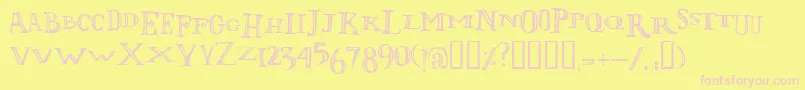 Lolii-fontti – vaaleanpunaiset fontit keltaisella taustalla