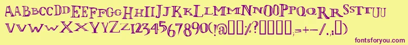 Lolii-fontti – violetit fontit keltaisella taustalla