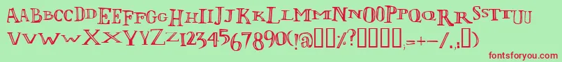 Lolii-Schriftart – Rote Schriften auf grünem Hintergrund