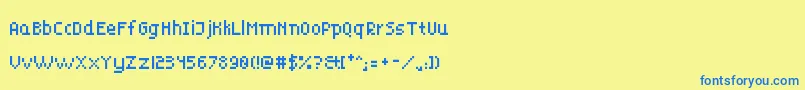 フォントPukeForce8 – 青い文字が黄色の背景にあります。
