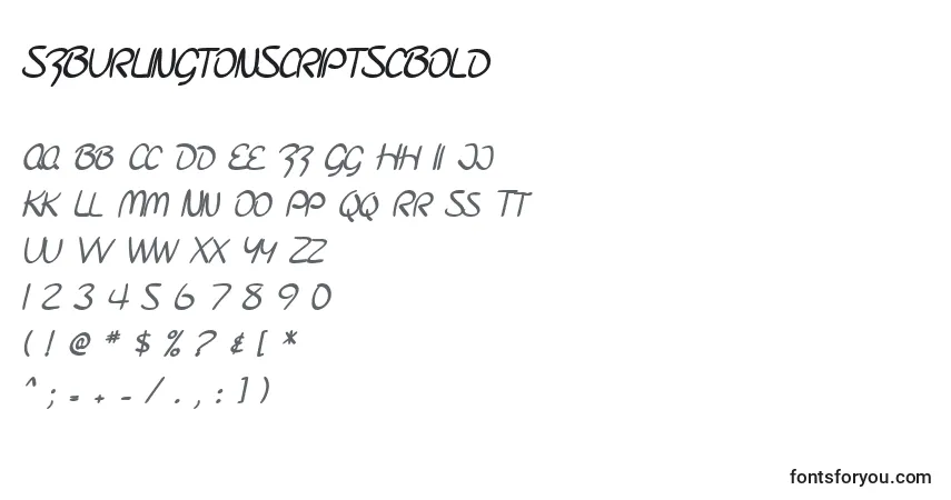 Шрифт SfBurlingtonScriptScBold – алфавит, цифры, специальные символы