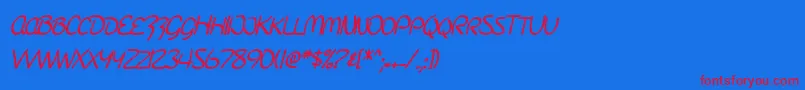 SfBurlingtonScriptScBold-Schriftart – Rote Schriften auf blauem Hintergrund