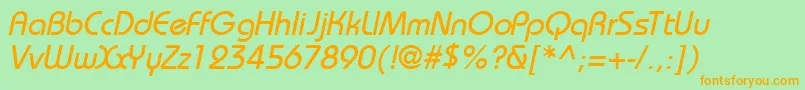 フォントBahamasNormalItalic – オレンジの文字が緑の背景にあります。