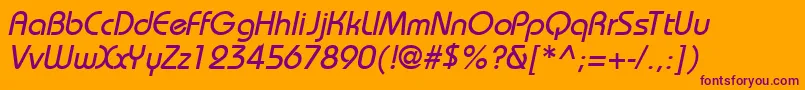 Fonte BahamasNormalItalic – fontes roxas em um fundo laranja