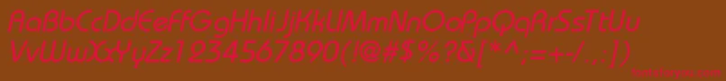 BahamasNormalItalic-Schriftart – Rote Schriften auf braunem Hintergrund