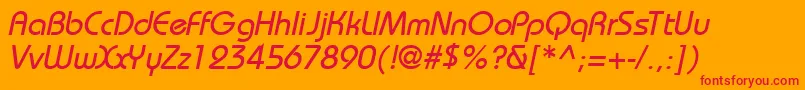 Fonte BahamasNormalItalic – fontes vermelhas em um fundo laranja