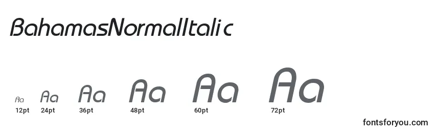 Размеры шрифта BahamasNormalItalic