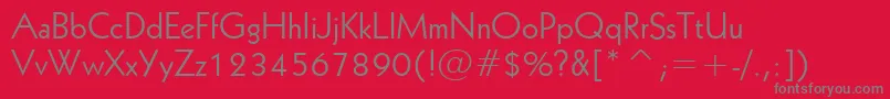 Geometric231Bt-fontti – harmaat kirjasimet punaisella taustalla