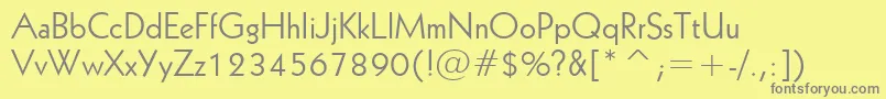 Geometric231Bt-fontti – harmaat kirjasimet keltaisella taustalla
