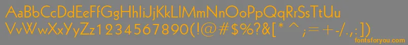 フォントGeometric231Bt – オレンジの文字は灰色の背景にあります。