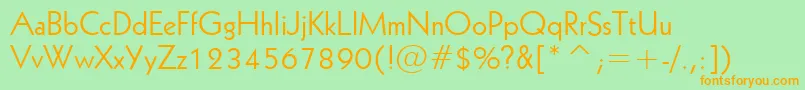 フォントGeometric231Bt – オレンジの文字が緑の背景にあります。